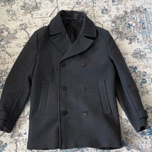 H&M Men's Double-Breasted Wool Blend Peacoat - Dark Charcoal - 42R